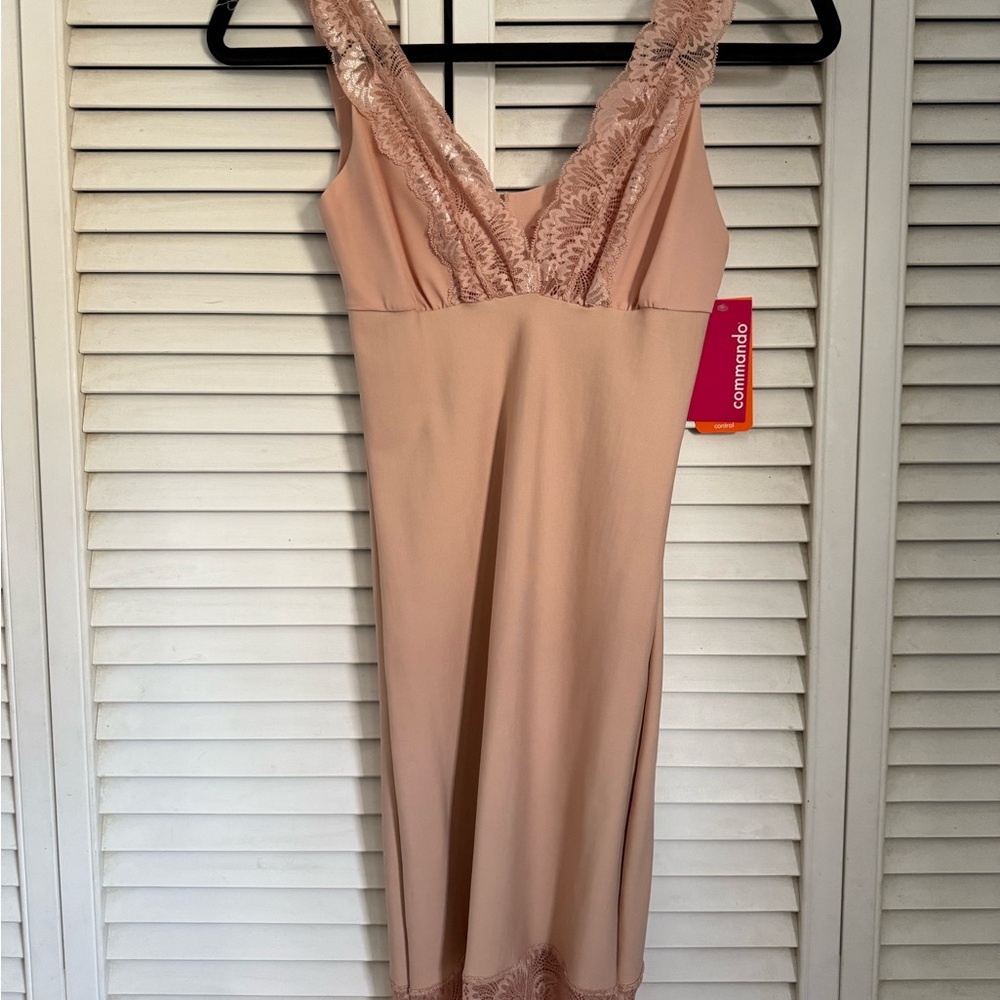 Commando Women's Lace Trim Slip Dress - Pink
